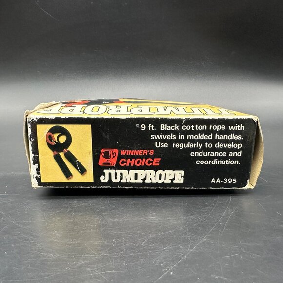 Vintage Jump Rope 9 Ft Winners Choice Black Red Cotton Rope Swivels 1980s Taiwan - Picture 4 of 10